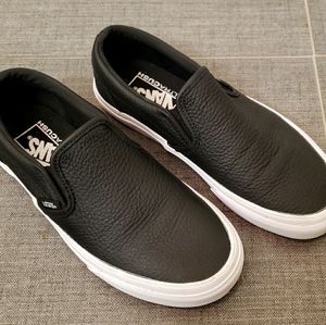 Vans Leather Slip On Shoes -Black